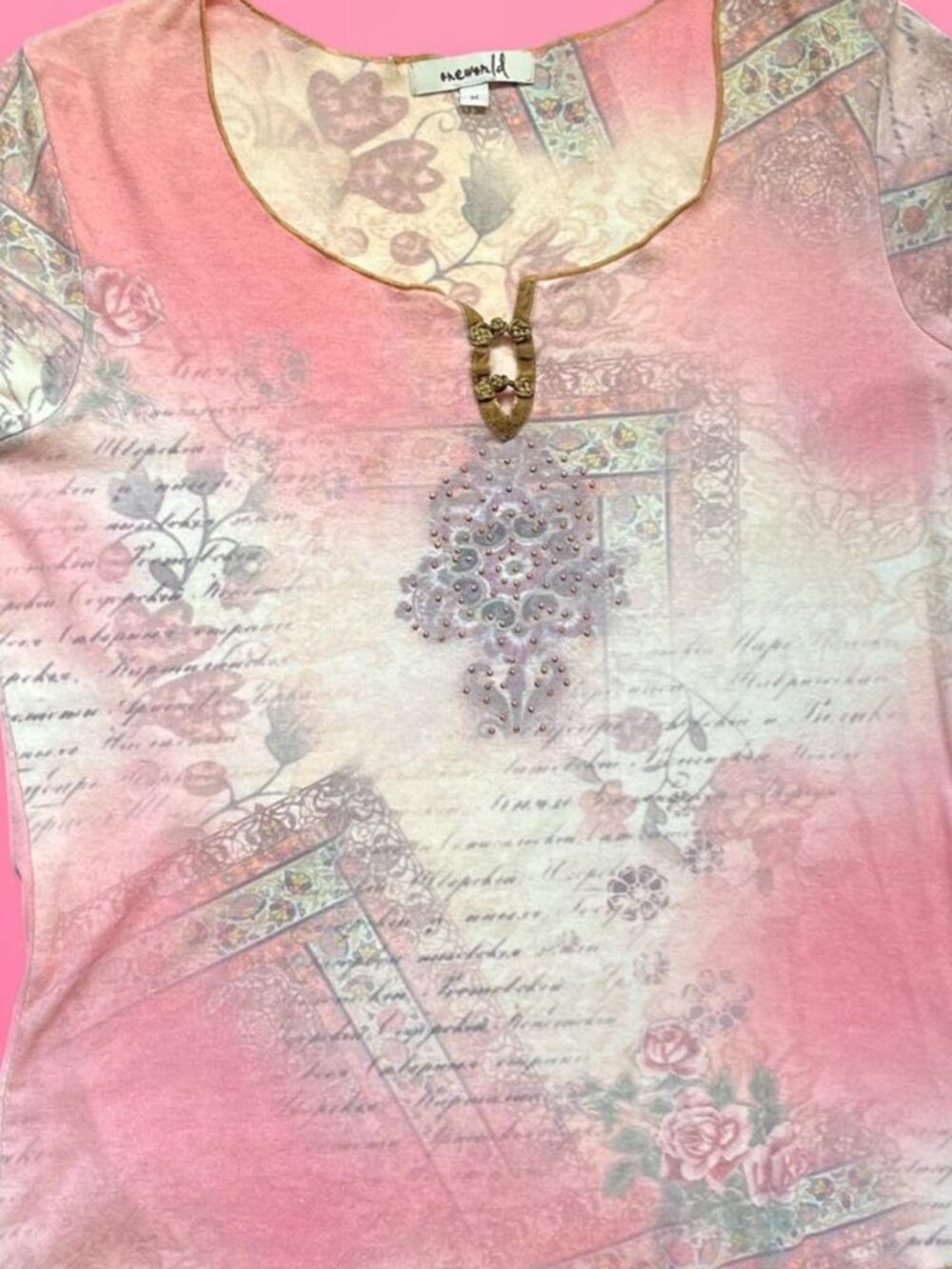 Vintage Y2K One World rhinestone top